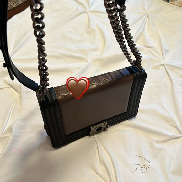 Luxury Two-Tone Leather Shoulder Bag aged hardware - Picture 1 of 11